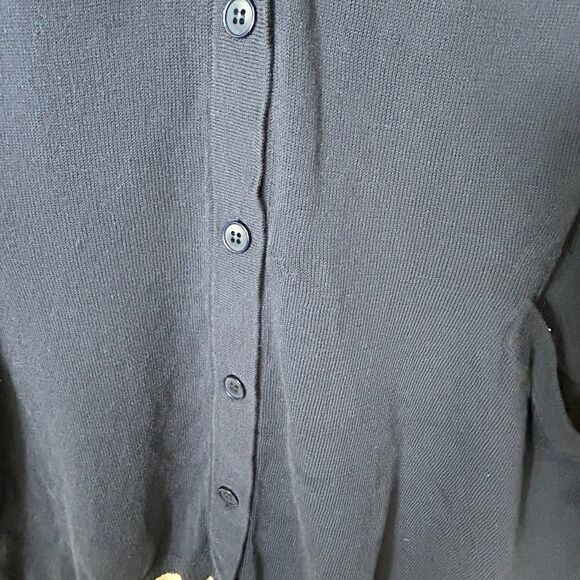 Lafayette 148 Navy V-Neck Button Front Long Sleeve  Long Cardigan Sweater Size L - Picture 5 of 13